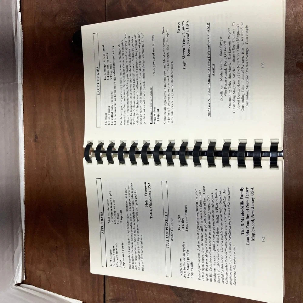 PFLAG Cookies Cookbook 2003 Jeffry D Johnson Spiral Bound LGBT Recipes Tulsa OK